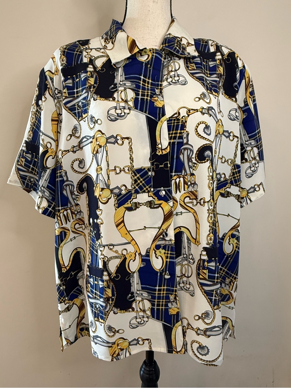 Voir Collection vintage gold navy button up top plus SZ 22W